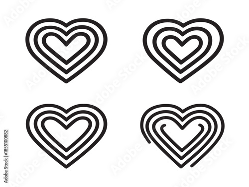 Gorgeous love heart icons in a stunning minimalist two dimensional art style