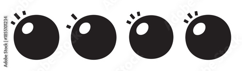 Four adorable cartoon eyes with a sparkling and happy expression are lined up horizontally, rendered in a minimalist black and white style.