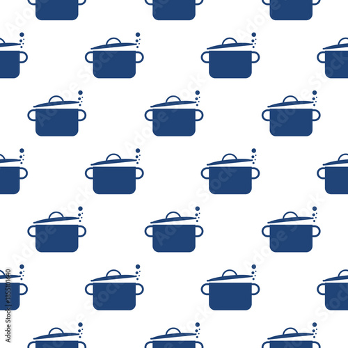 Cooking pot seamless pattern isolated on white background