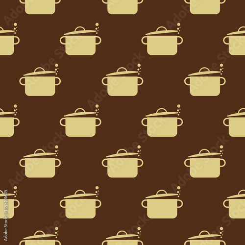 Cooking pot seamless pattern isolated on color background
