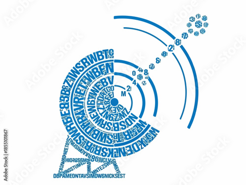 Abstract Geometric Graphic of a Modern Radar Antenna, Broadcasting Signals and Information
