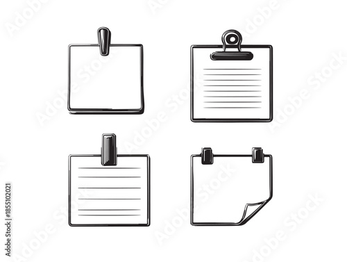 A gorgeous and clean collection of simple post it note themed line icons