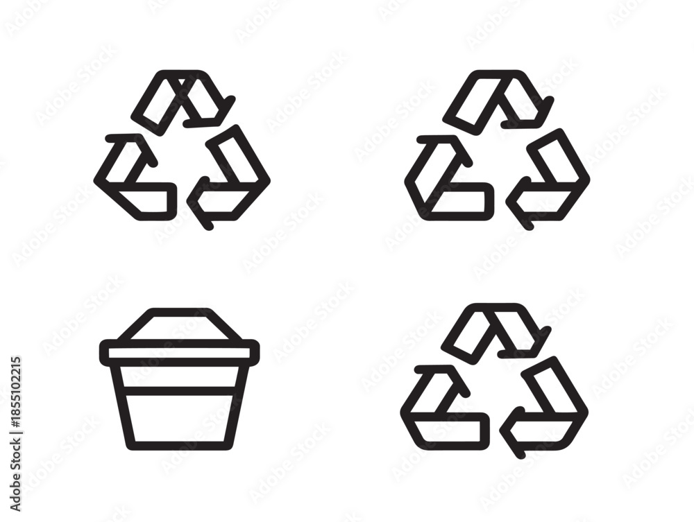 Obraz premium A beautiful and nice set of elegant recycling themed minimalist vector icons