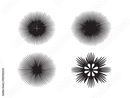 A gorgeous and dynamic collection of simple rays icons for modern design