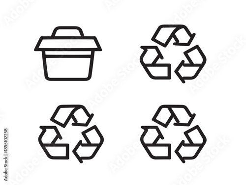A stunning and clean collection of simple recycling icons with line art style