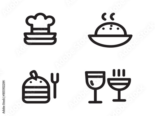A simple and elegant set of nice restaurant menu themed vector line icons