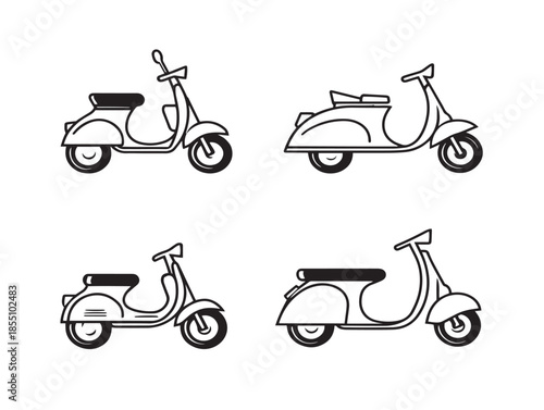Beautiful Series of Dynamic Scooter Transportation Vector Line Icons