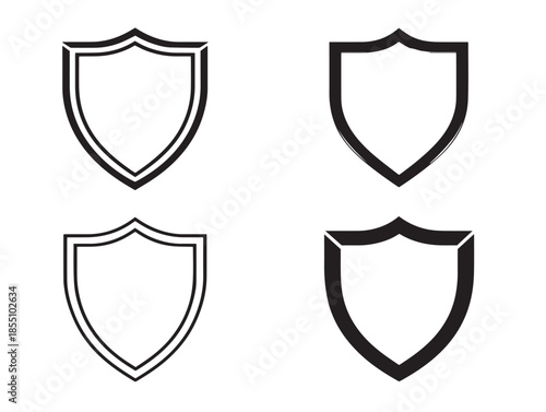 Gorgeous Set of Four Simple and Trustworthy Shield Brand Icons