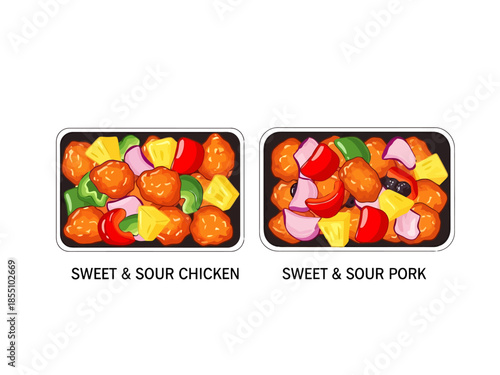 Sweet and Sour Entrees Chicken and Pork Meal Containers