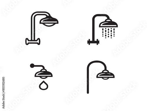 Gorgeous Series of Four Simple and Clean Shower Bathroom Icons