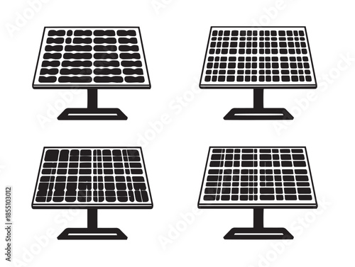 Stunning Modern Solar Panel and Energy Themed Vector Icon Set
