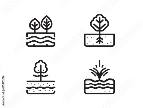 Beautiful Series of Elegant Soil and Plant Growth Vector Icons