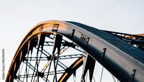 Curved Steel Bridge Arch with Cable Details.