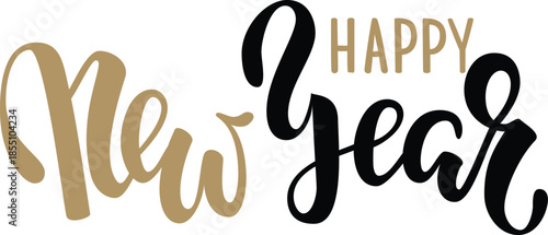 Happy New Year icon. Lettering text for Happy New Year.
