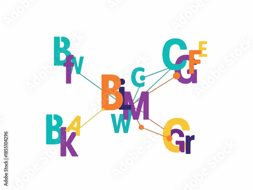 Creative typography artwork featuring interconnected letters, symbolizing connections and ideas