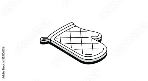 Padded oven mitt with a quilted pattern is used for protecting hands while handling hot kitchenware and baking during cooking activities.