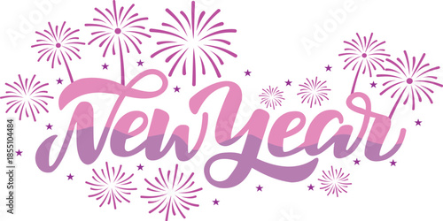 Happy New Year icon. Lettering text for Happy New Year.