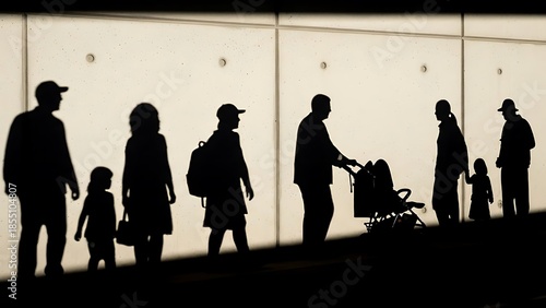 Silhouettes of Travelers in Transit