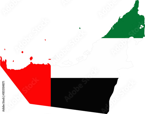 United Arab Emirates Map with National Flag Masked