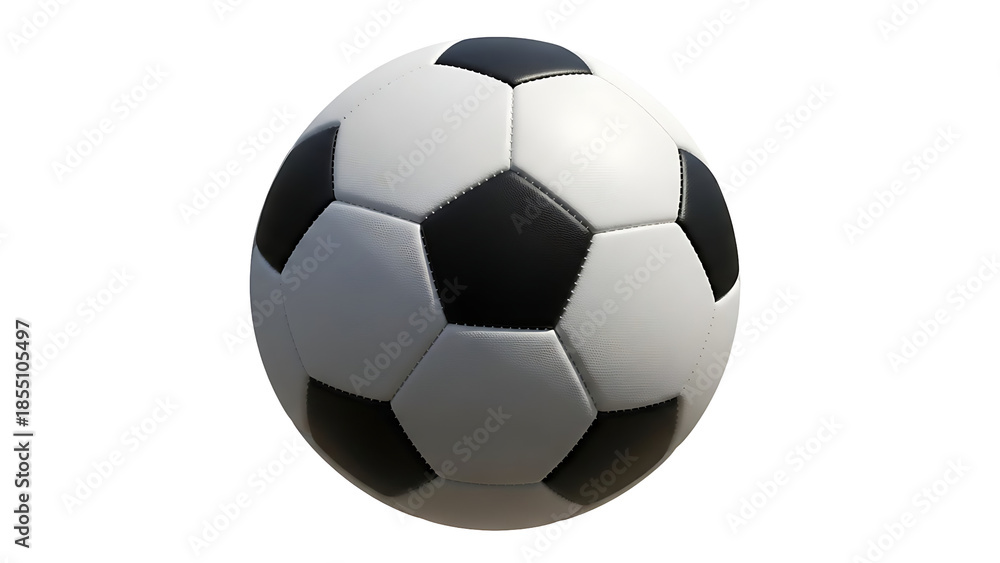 Naklejka premium A classic soccer ball isolated on a neutral background. The ball features a traditional black and white design