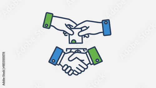 Business Partnership Handshake and Money Exchange Icon.