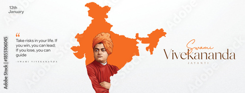 Swami Vivekananda Jayanti National Youth Day Inspirational Tribute Design on 12 January for Social Media Post, Web Banner, Poster, and Print