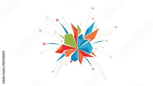 Explosion of Geometric Shapes and Colors.