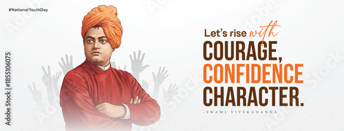 Swami Vivekananda Jayanti National Youth Day Inspirational Tribute Design on 12 January for Social Media Post, Web Banner, Poster, and Print