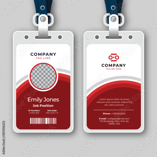 Professional Employee ID Card Template with Lanyard