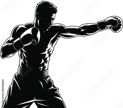 Powerful Boxer Throwing Strong Punch