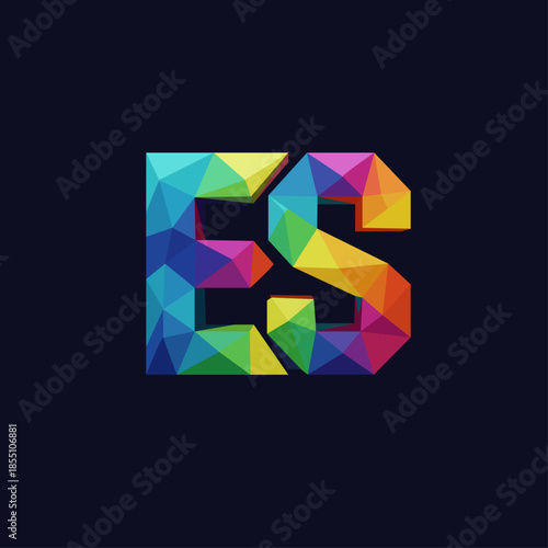 ES letter logo, letter , logo design, polygon , 3d, ES