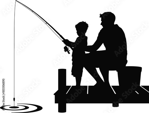 Father And Son Fishing Together