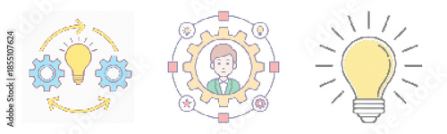 Innovation Ideas And Creativity Concept With Lightbulb Icons, Business Solutions And Strategic Thinking