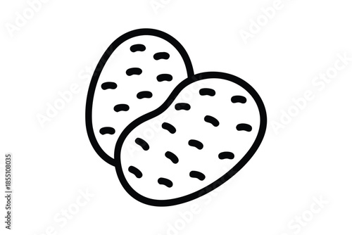 Potato outline icon with black stroke. Two tubers in style on white