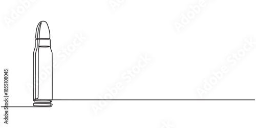 Single continuous line drawing of a bullets. One continuous line drawing of cartridge. Vector illustration. Linear bullet or patron, bullet continuous line drawing, sketch, vector, Continuous one
