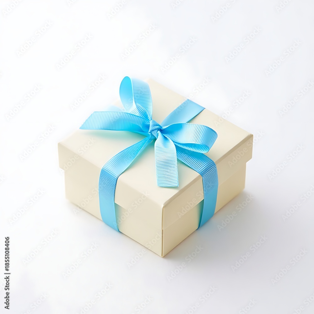 Obraz premium Small gift box with blue ribbon