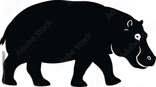 Silhouette of a hippopotamus isolated on transparent background, Vector, illustration