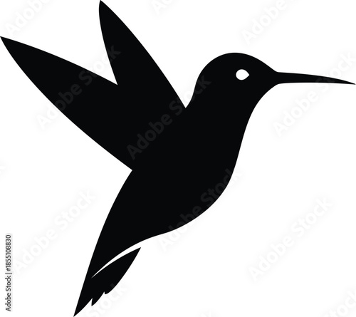 Silhouette of a hummingbird in flight isolated on transparent background, Vector, illustration