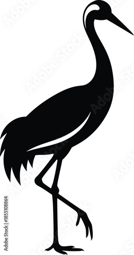 Crane Vector Silhouette isolated on transparent background, illustration