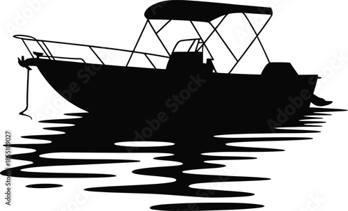 Speedboat Anchored On Calm Water