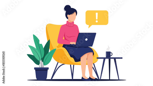 Urgent Notification on Laptop or Important Message.