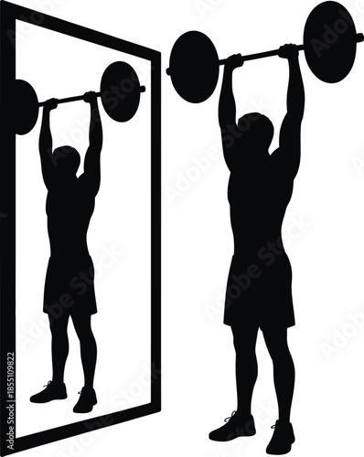 Man Lifting Barbell Overhead Silhouette