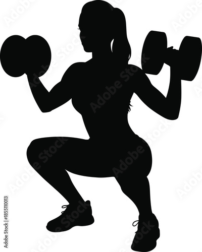 Woman Performing Weighted Dumbbell Squats