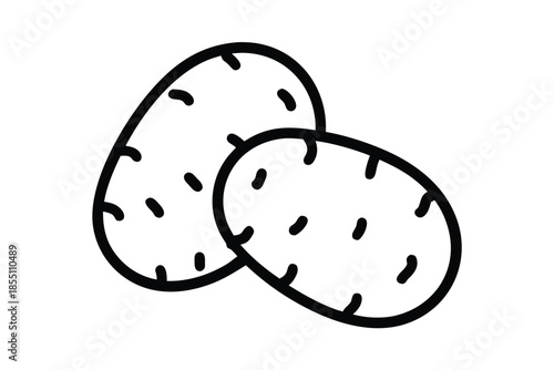 Single Black and White Potato Outline with White Background