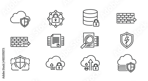 Cloud security and data protection icons