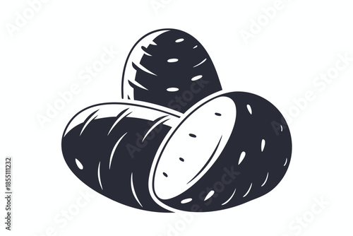 Singular black hop cone showcases crisp details against the bright, clean white backdrop