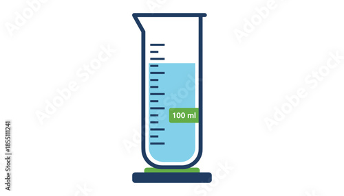 Graduated cylinder measuring light blue liquid with scale markings