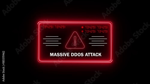  massive duos attack  Alert. Warning security breach computer hacking warning message hacked Warning symbol on the screen privacy protection data hacking malware virus Danger sign.4k video
