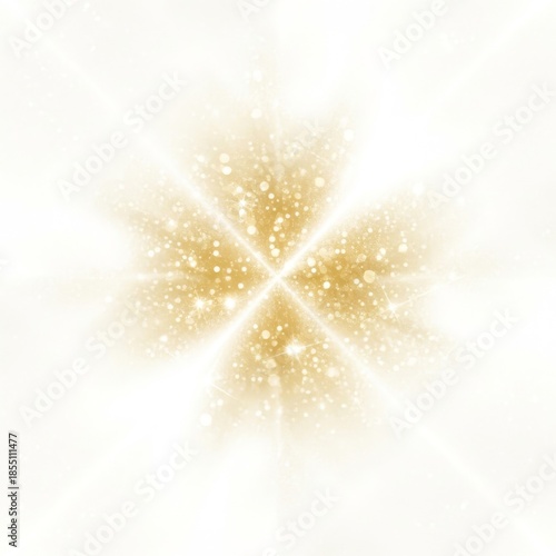 An abstract background with golden starbursts and bokeh effect, ideal for adding a touch of magic. Use this for social media, holiday, and website des