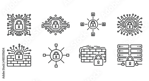 Various security icons representing data protection
